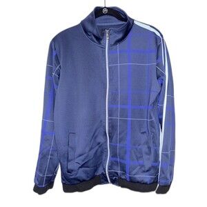Seven Souls Men's Zip Up Jacket, Blue with White Stripes, Size M Outdoors Casual